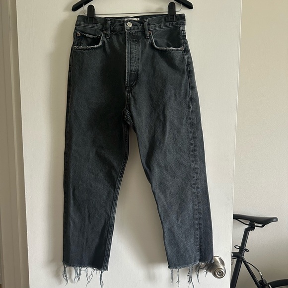 Agolde Denim - AGOLDE Denim Washed Black Raw Hem Straight Leg 90’s Jeans size 26 EUC